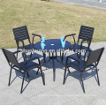 Black garden furniture plastic wood leisure table set outdoor patio furniture